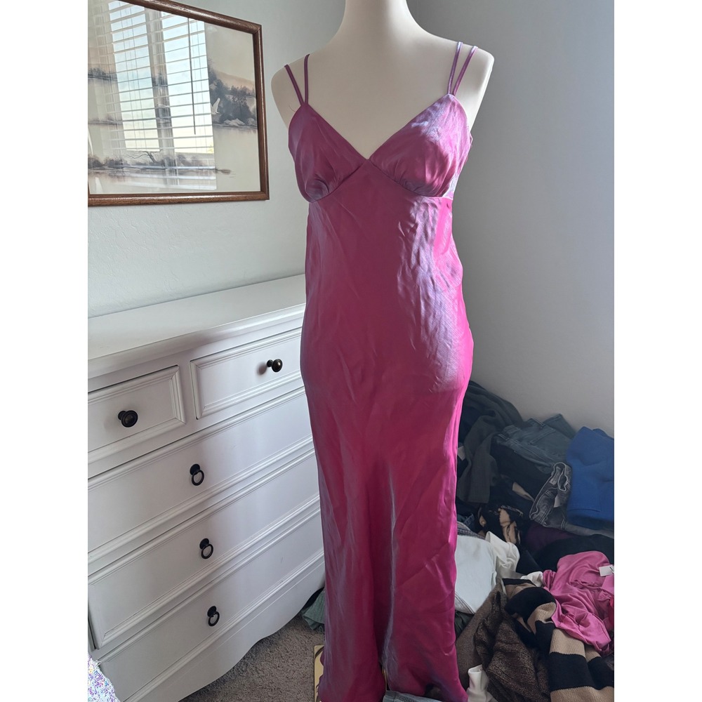 Iridescent Pink Maxi Dress Wild Fable Shimmer Slip Dress Double Strap Size S‎